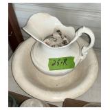 CERAMIC WASH PITCHER AND BOWL ï¿½ PITCHER IS DAMAGED