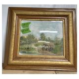 COUNTRY SIDE FARM SCENE IN WIDE WOODEN FRAME