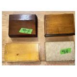 WOODEN BOXES X3, CLAM SHELL JEWELRY BOX