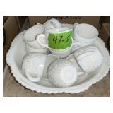 MILK GLASS PUNCH BOWL SET