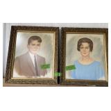 ORNATE FRAMED MAN AND WOMAN PORTRAITS