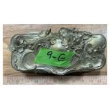 ART NOUVEAU GILDED JEWELRY CASKET, STERLING MARKED
