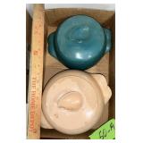 GLAZED FRANKOMA LIDDED BOWLS/CASSEROLE DISHES