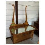 ANTIQUE OAK PRINCESS DRESSER WITH MIRROR