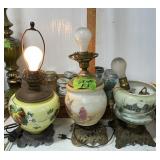 HAND PAINTED COVERED OIL LAMP ï¿½ UNTESTED