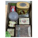 CINCO LONDRES WOODEN CIGAR BOX, VINTAGE METAL ETC