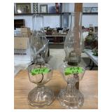 CLEAR GLASS OIL/KEROSENE LAMPS, SEE DESC