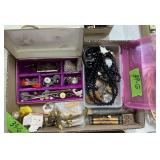 ANTIQUE BIFOCAL GLASSES IN CASE, JEWELRY BOX .....