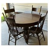 WOODEN PEDESTAL DINING TABLE WITH SCROLL FOOT LEGS