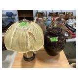 WOVEN WICKER/RATTAN LAMP & GRAPE OR JAR-STYLE LAMP