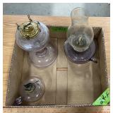 PURPLE/AMETHYST GLASS OIL/KEROSENE FINGER LAMPS,