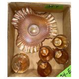 MARIGOLD IRIDESCENT CARNIVAL GLASS SEE DETAILS