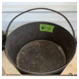 CAST IRON POT WITH LEGS REMOVED, 13" ACROSS