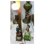 COLONIAL COUPLE PORCELAIN BOUDOIR LAMPS ï¿½ UNTESTED