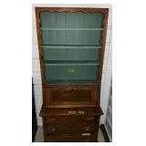 TYPE 1 VINTAGE WOODEN SECRETARY DESK AND HUTCH