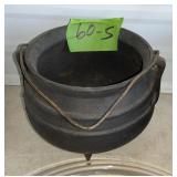 CAST IRON 3 FOOTED POT, 5 1/2" TALL X 6 1/2" WIDE