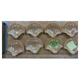 FIRE KING PEACH LUSTRE SHELL DISHES X8
