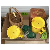 TIN BOX, BASKET, PILOT MUGS
