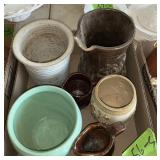 STONEWARE PITCHERS AND PLATTER