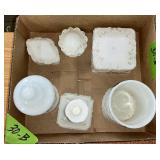 DRESSER/VANITY MILK GLASS ITEMS