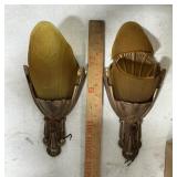 ART DECO SLIP SHADE WALL SCONCES X2 ï¿½ ONE CRACKED