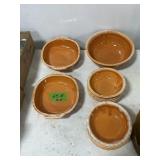 HULL POTTERY TANGERINE DRIP CERAMIC BOWLS SET