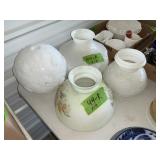 VINTAGE MILK GLASS LAMP SHADES X4