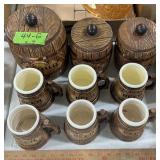 MCW TREASURE CRAFT CERAMIC CANISTERS AND BEER MUGS
