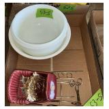 PYREX, SUNBEAM WHITE BOWLS, STONEWARE BOWL
