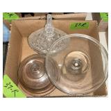 LOT OF CLEAR GLASS, HOBSTAR GLASS SEE DETAILS