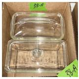 WESTINGHOUSE & GLASBAKE CLEAR GLASS DISHES W LIDS
