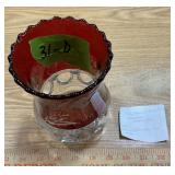ANTIQUE RUBY STAINED AND ETCHED GLASS SOUVENIR PC,