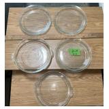 PYREX CLEAR GLASS PIE PANS X5