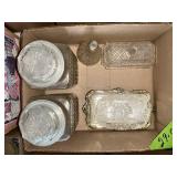 WEXFORD CLEAR GLASS CANISTERS; GLASS BUTTER DISHES