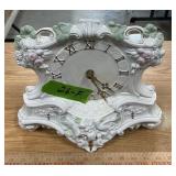 WHITE GLAZED CERAMIC QUARTZ MANTEL CLOCK