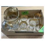 HEAVY CLEAR GLASS PITCHER W 5 MATCHING GLASSES
