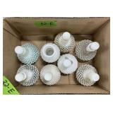 OPALESCENT AND MILK GLASS HOBNAIL PERFUME SEE DET