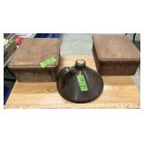 PLASTIC JUG TOP, 2 WOODEN STORAGE DRAWERS ï¿½ NO KEY