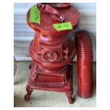 SMLL HANDPAINTED ANTIQUE CAST IRON POT BELLY STOVE