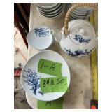 SET OF 34 PC ARITA BLUE AND WHITE PORCELAIN DISHES
