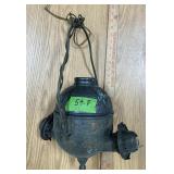 ANTIQUE DOUBLE BURNER HANGING ANGLE OIL LAMP