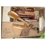KITCHENWARE,MEAT GRINDER,VINTAGE UTENSILS, ETC