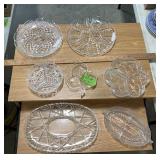 CLEAR GLASS DIVIDED BOWLS/PLATES X7