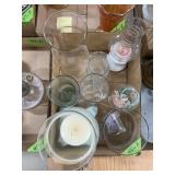 CLEAR GLASS HURRICANE CANDLE SHADES & VASES