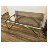 METAL COFFEE TABLE W GLASS TOP 48" L X 24"D X 18"T