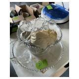 CANDLEWICK PUNCH BOWL + CUPS