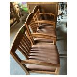 WOOD SLAT BACK CHAIRS X3