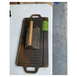 CAST IRON GRIDDLE AND BACON PRESS X2