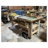 WORK TABLE ON ROLLERS 80"LX 36"WX40" T
