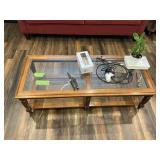 COFFEE TABLE-GLASS TOP-51"L X 21"W X 15"T